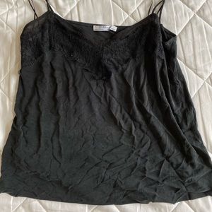 Black tank top with black lace